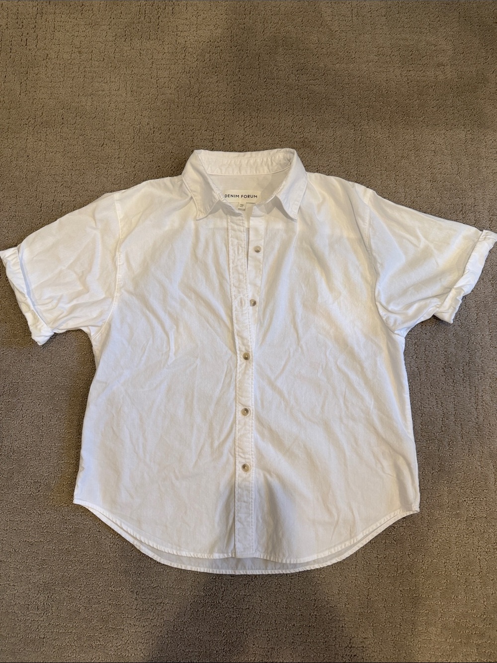 Aritzia White Short-Sleeve Button-Down Shirt